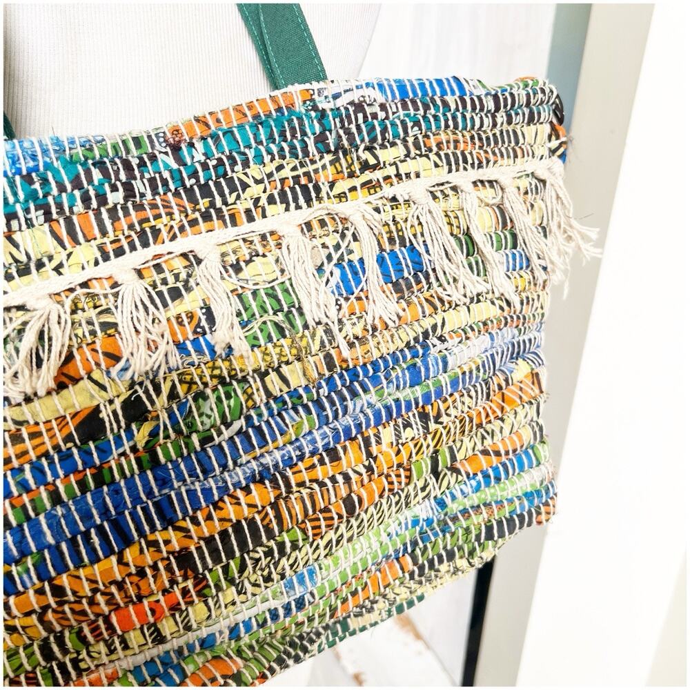 Anthropologie Raj Multicolor Canvas Beach Tote Fringe Tassel NWT - Picture 3 of 8